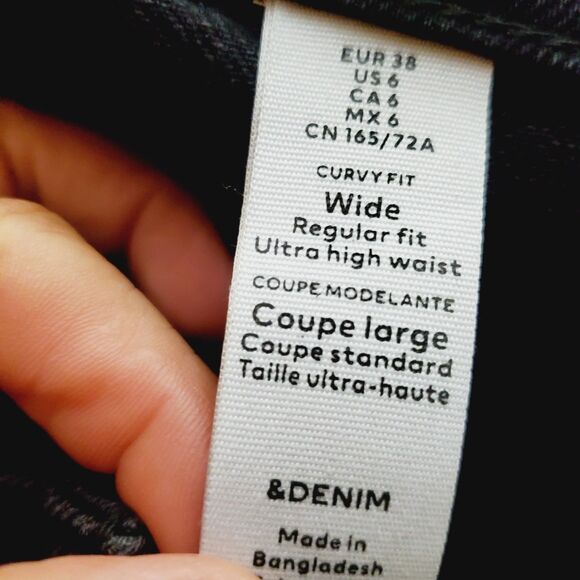 H&M Black Ultra High Waist Wide Jeans Size 6 NWT - Picture 8 of 9